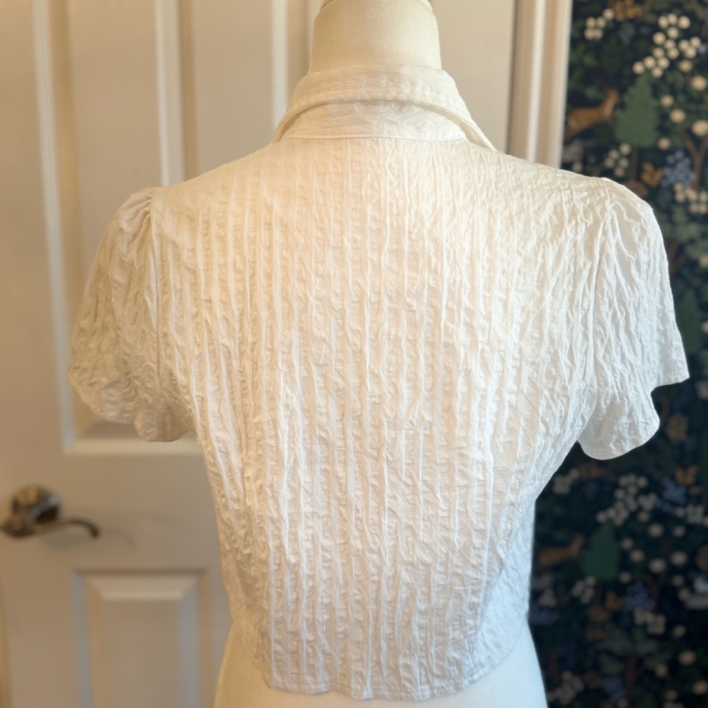 Cider White Crinkle Button-Down Shirt - Picture 3 of 4